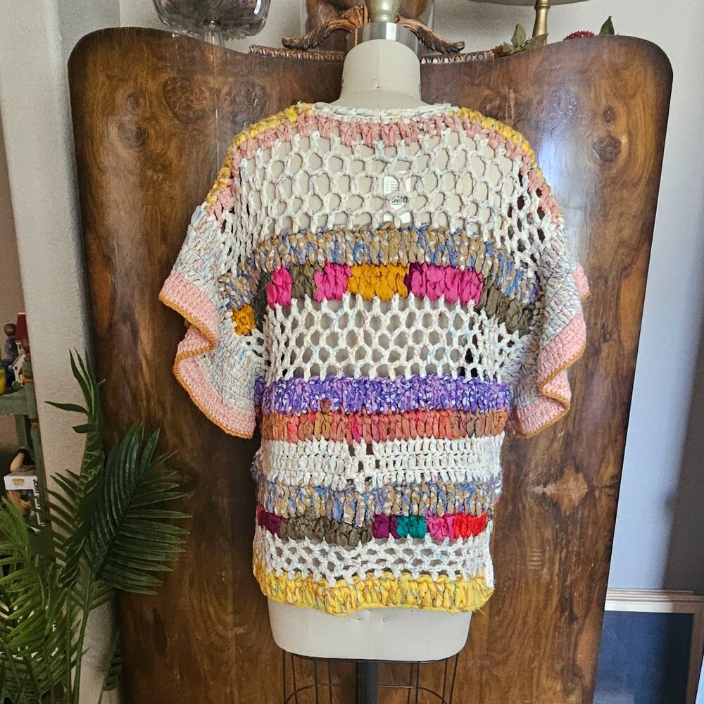 Anthropologie Short Sleeve Crochet Sweater Jacket NWT - Picture 4 of 10